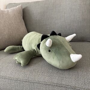 Triceratops Dinosaur Weighted Plush Kids' Throw Pillow Green - Pillowfort